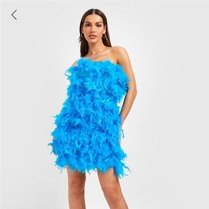 Blue bandeau feather dress
